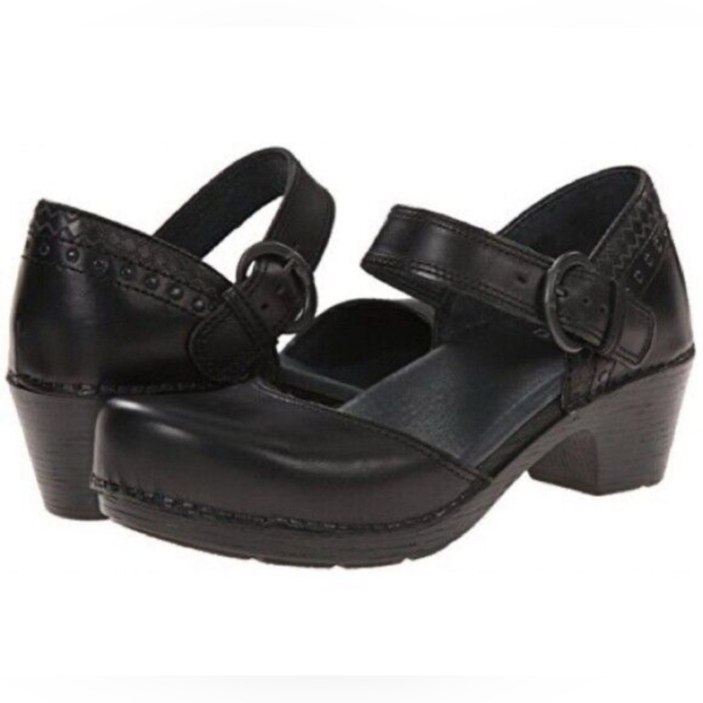 Dansko Black Leather Mules